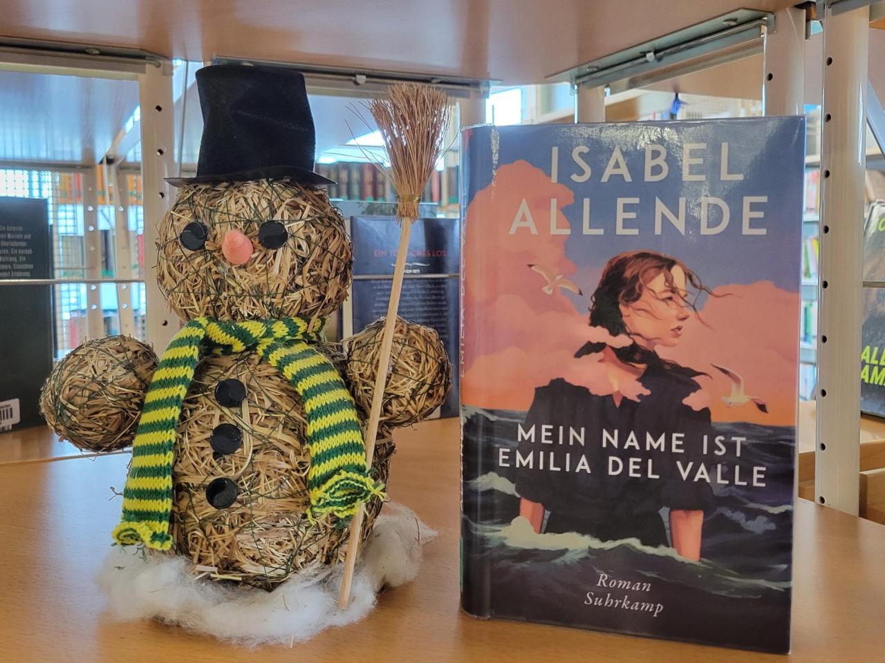 Schneemann mit Buch